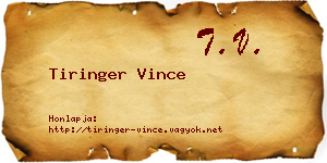 Tiringer Vince névjegykártya